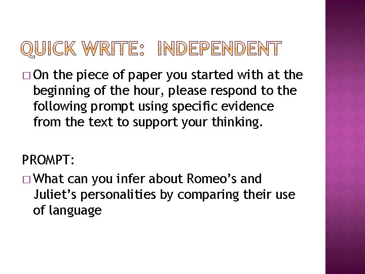 � On the piece of paper you started with at the beginning of the