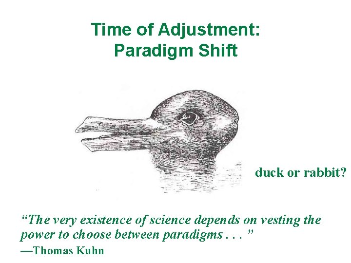 Time of Adjustment: Paradigm Shift duck or rabbit? “The very existence of science depends
