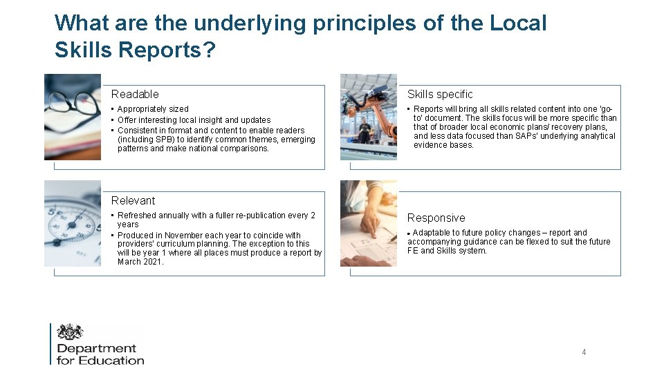 What are the underlying principles of the Local Skills Reports? Readable Skills specific •