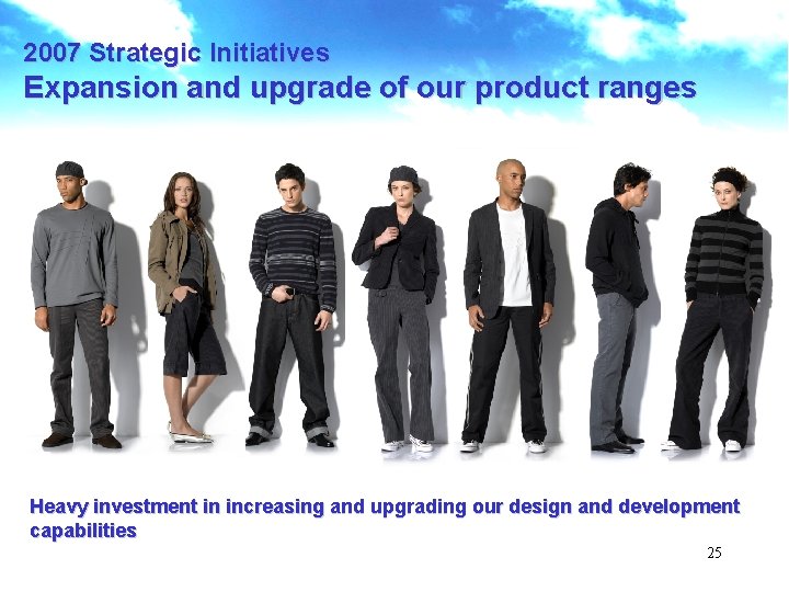 2007 Strategic Initiatives Expansion and upgrade of our product ranges Heavy investment in increasing