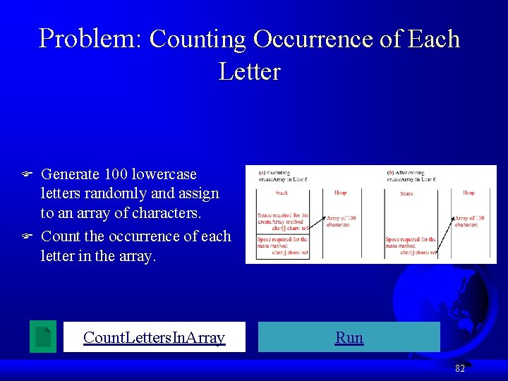 Problem: Counting Occurrence of Each Letter F F Generate 100 lowercase letters randomly and