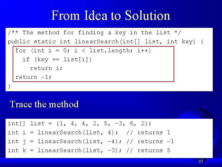 From Idea to Solution /** The method for finding a key in the list