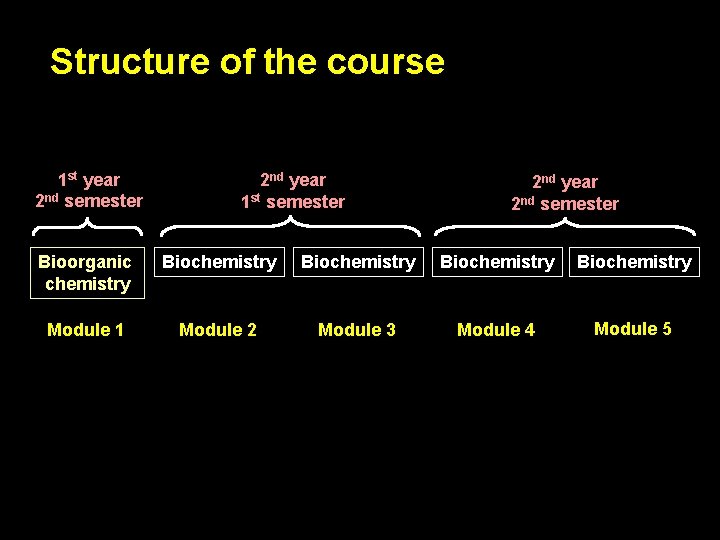 Structure of the course 1 st year 2 nd semester 2 nd year 1