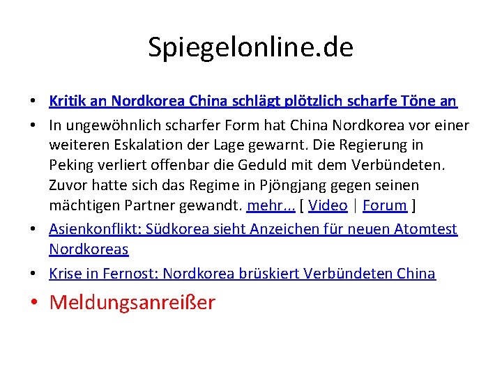 Spiegelonline. de • Kritik an Nordkorea China schlägt plötzlich scharfe Töne an • In