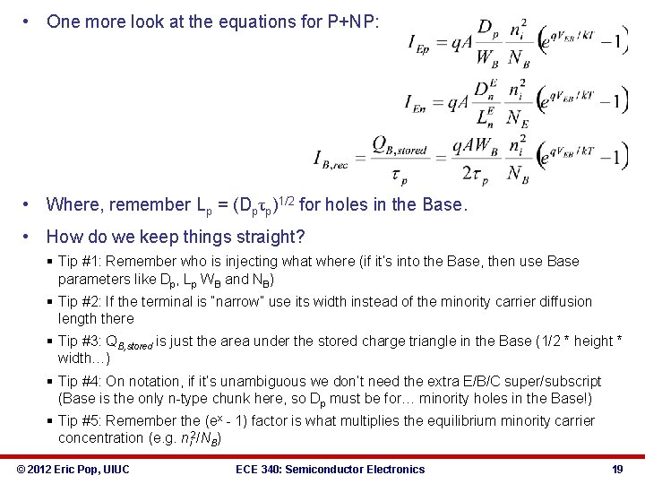  • One more look at the equations for P+NP: • Where, remember Lp