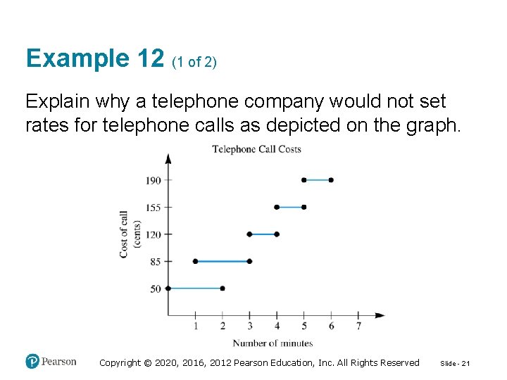 Example 12 (1 of 2) Explain why a telephone company would not set rates