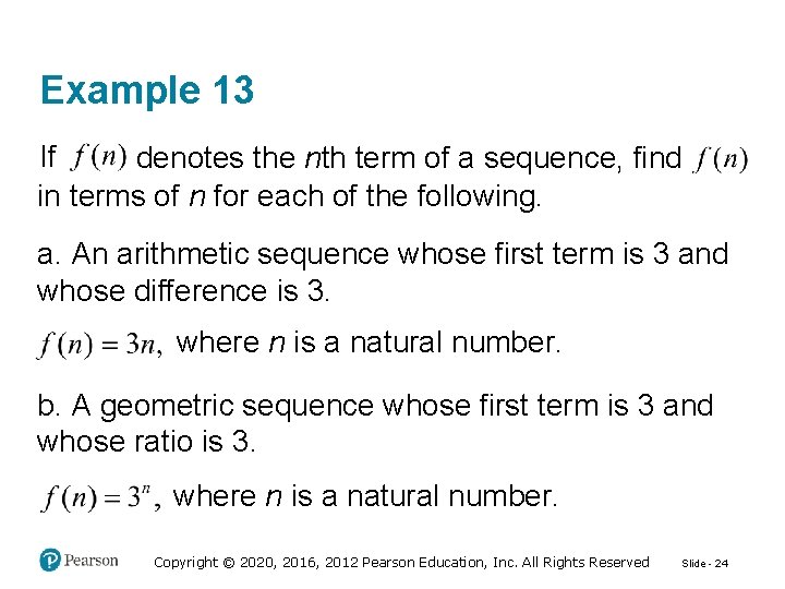 Example 13 If denotes the nth term of a sequence, find in terms of