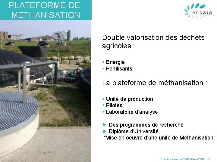 PLATEFORME DE METHANISATION Double valorisation des déchets agricoles : § Energie § Fertilisants La
