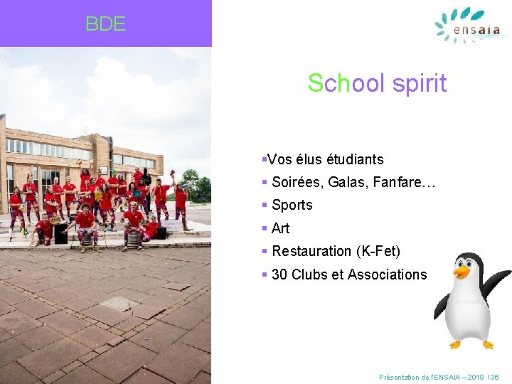BDE School spirit §Vos élus étudiants § Soirées, Galas, Fanfare… § Sports § Art