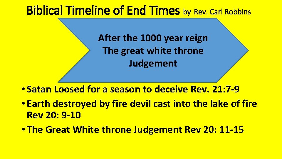 Biblical Timeline of End Times by Rev. Carl Robbins After the 1000 year reign