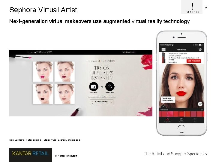 Sephora Virtual Artist Next-generation virtual makeovers use augmented virtual reality technology Source: Kantar Retail