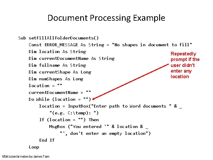 Document Processing Example Sub set. Fill. All. Folder. Documents() Const ERROR_MESSAGE As String = Document Processing Example Sub set. Fill. All. Folder. Documents() Const ERROR_MESSAGE As String =