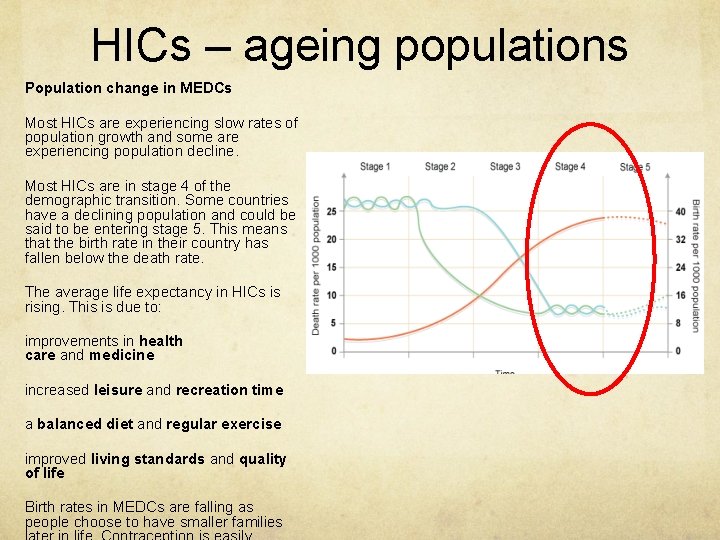 HICs – ageing populations Population change in MEDCs Most HICs are experiencing slow rates