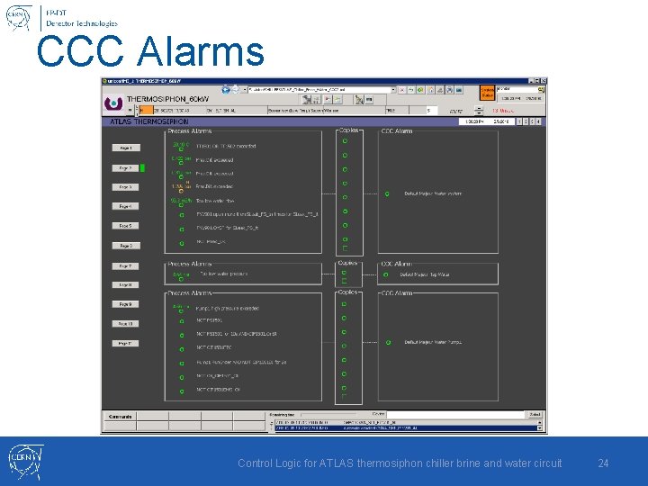 CCC Alarms Control Logic for ATLAS thermosiphon chiller brine and water circuit 24 