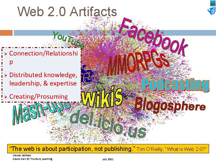 Web 2. 0 Artifacts Ø Ø Ø Connection/Relationshi p Distributed knowledge, leadership, & expertise