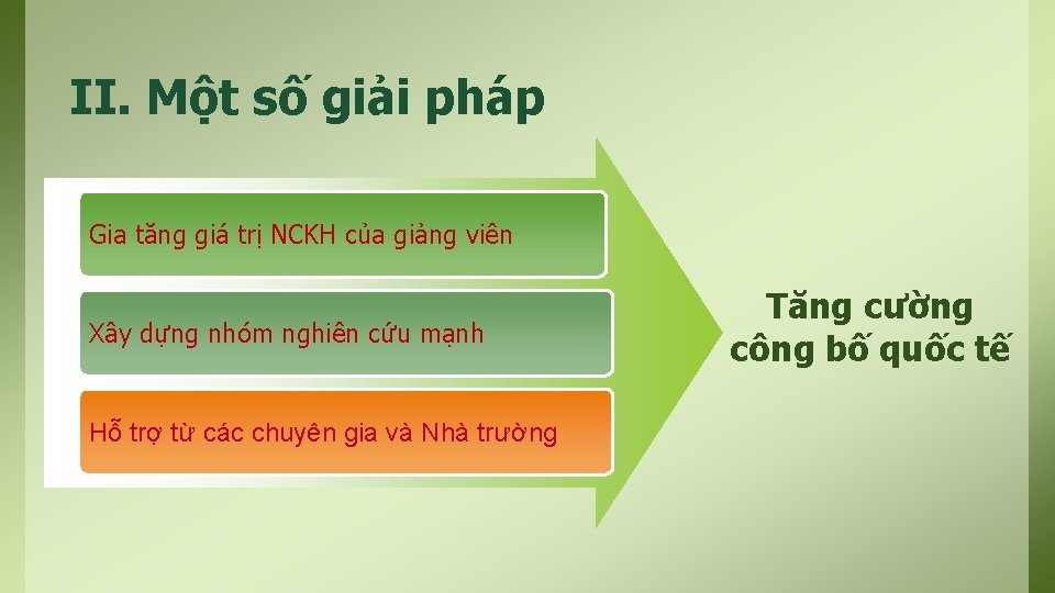 II. Một số giải pháp Gia tăng giá trị NCKH của giảng viên Xây