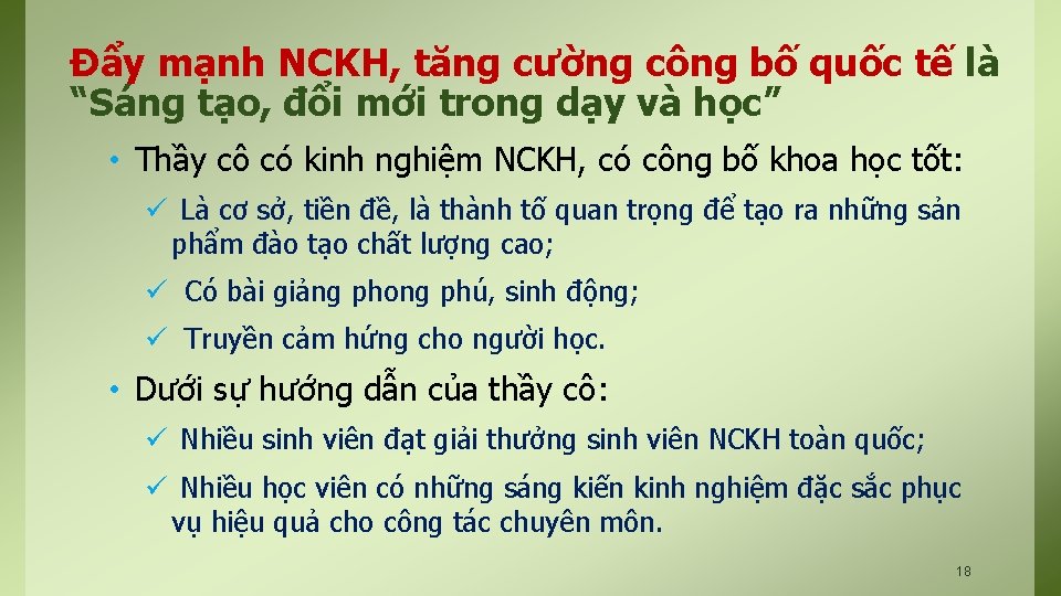 Đẩy mạnh NCKH, tăng cường công bố quốc tế là “Sáng tạo, đổi mới