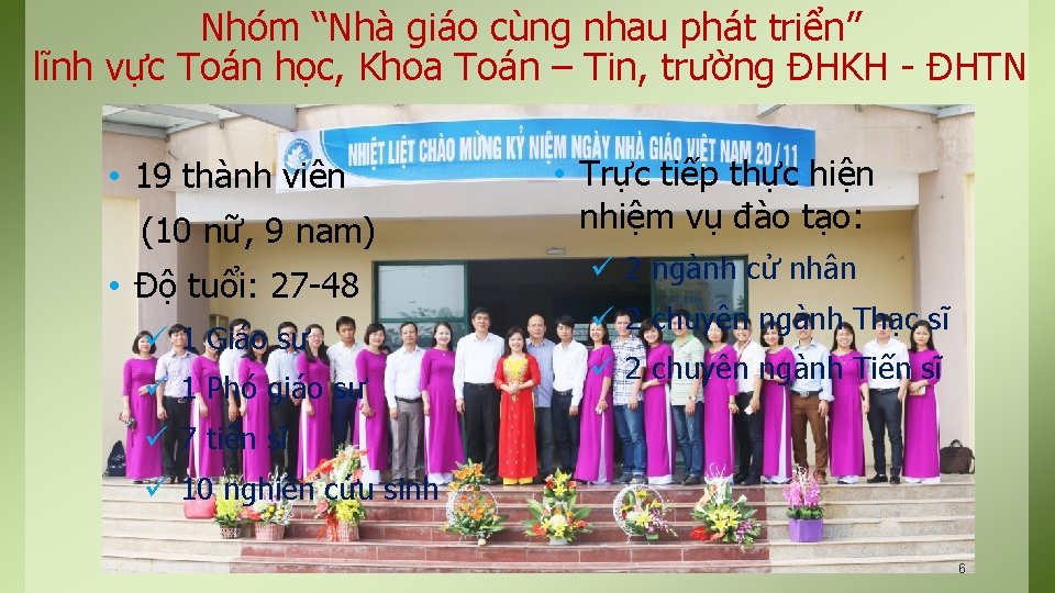 Nhóm “Nhà giáo cùng nhau phát triển” lĩnh vực Toán học, Khoa Toán –