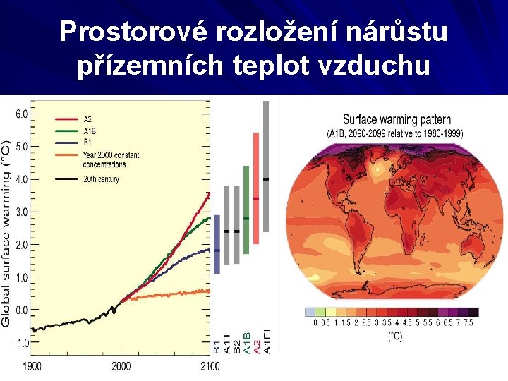 Prostorové rozložení nárůstu přízemních teplot vzduchu 