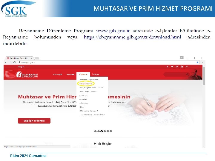 MUHTASAR VE PRİM HİZMET PROGRAMI Ekim 2021 Cumartesi 