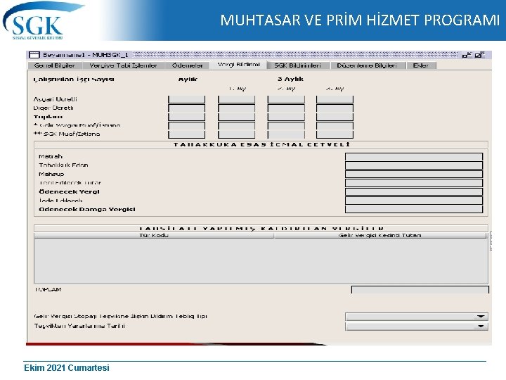 MUHTASAR VE PRİM HİZMET PROGRAMI Ekim 2021 Cumartesi 