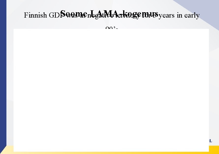 Soome LAMA-kogemus Finnish GDP was in negative territory for 3 years in early 90’s