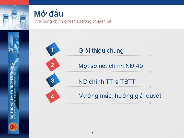 LOGO Mở đầu Nội dung chính giới thiệu trong chuyên đề 1 Giới thiệu