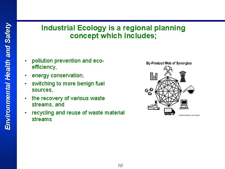 Environmental Health and Safety Industrial Ecology is a regional planning concept which includes; •