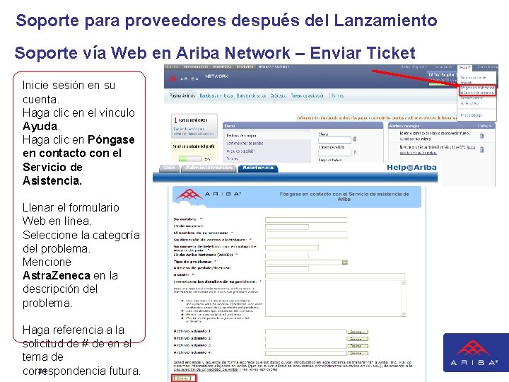 Soporte para proveedores después del Lanzamiento Soporte vía Web en Ariba Network – Enviar