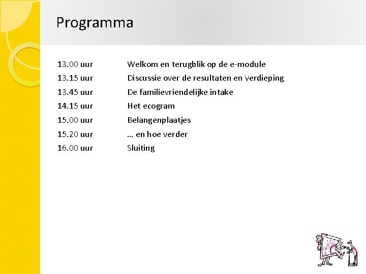 Programma 13. 00 uur Welkom en terugblik op de e-module 13. 15 uur Discussie