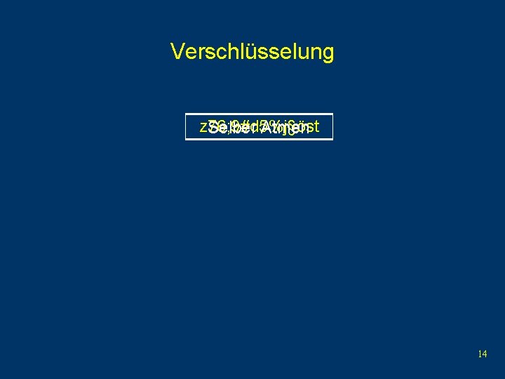 Verschlüsselung z 76; 9#d 5%j§öst Selber Atmen 14 