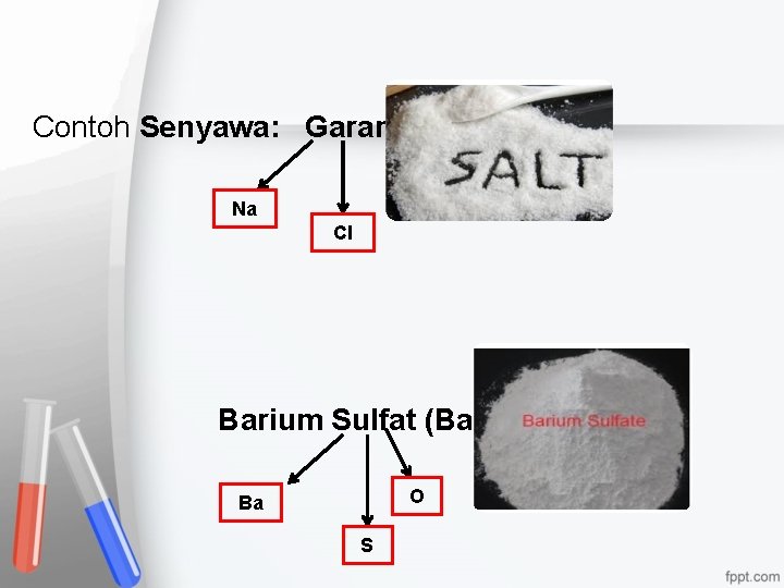 Contoh Senyawa: Garam (Na. Cl) Na Cl Barium Sulfat (Ba. SO 4) O Ba