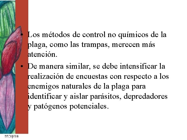 • Los métodos de control no químicos de la plaga, como las trampas, • Los métodos de control no químicos de la plaga, como las trampas,