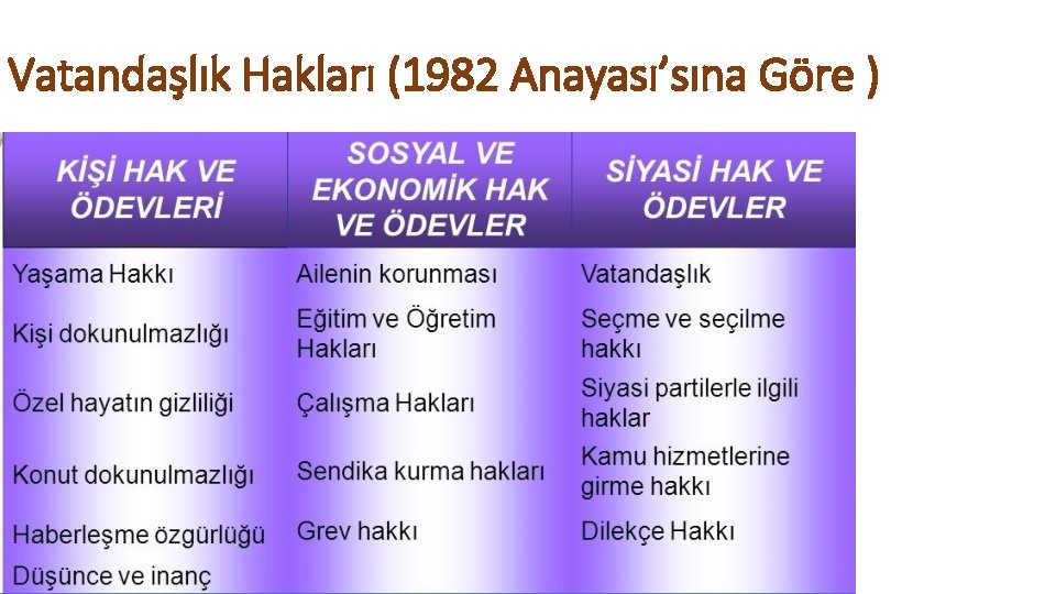 Vatandaşlık Hakları (1982 Anayası’sına Göre ) 