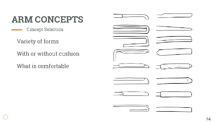 ARM CONCEPTS Concept Selection Variety of forms With or without cushion What is comfortable