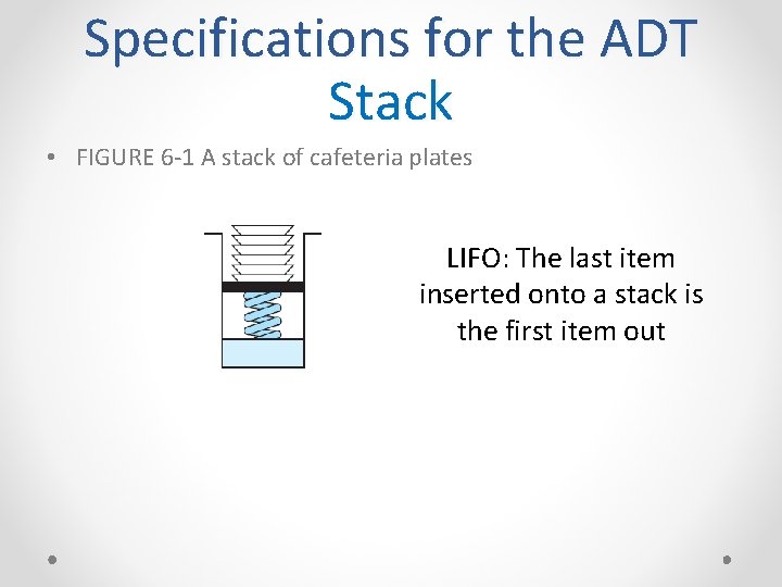 Specifications for the ADT Stack • FIGURE 6 -1 A stack of cafeteria plates