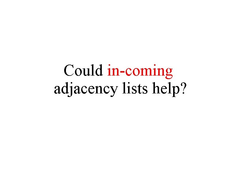 Could in-coming adjacency lists help? 