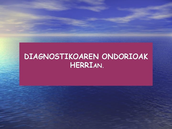 DIAGNOSTIKOAREN ONDORIOAK HERRIAN. 