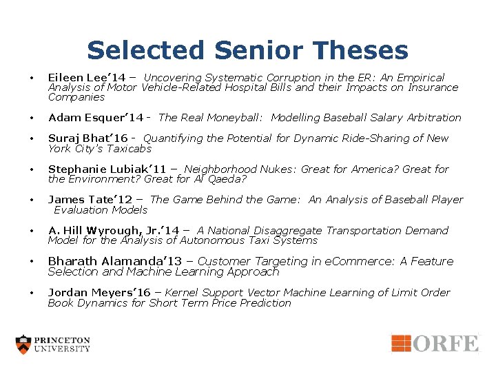 Selected Senior Theses • Eileen Lee’ 14 – Uncovering Systematic Corruption in the ER: