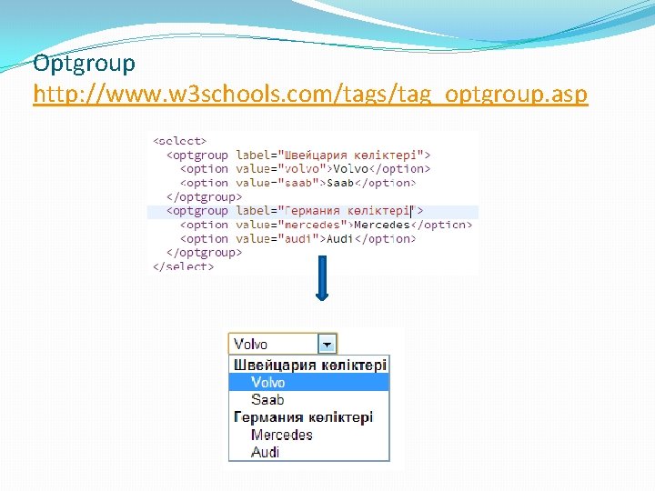 Optgroup http: //www. w 3 schools. com/tags/tag_optgroup. asp 