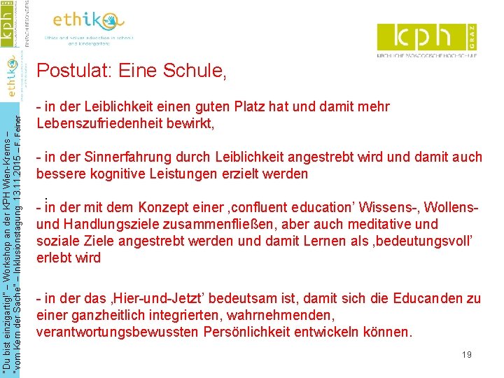 “Du bist einzigartig!” – Workshop an der KPH Wien-Krems – “vom Kern der Sache”