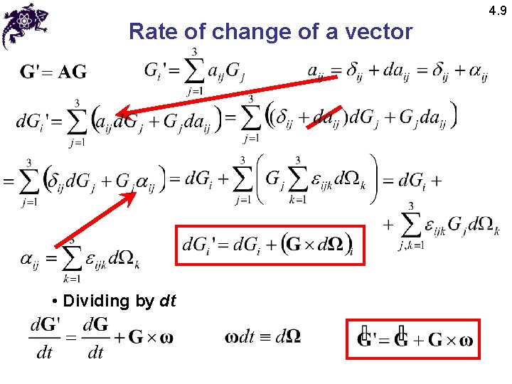 4. 9 Rate of change of a vector • Dividing by dt 