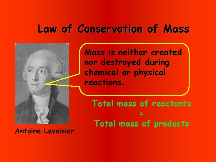 Law of Conservation of Mass is neither created nor destroyed during chemical or physical