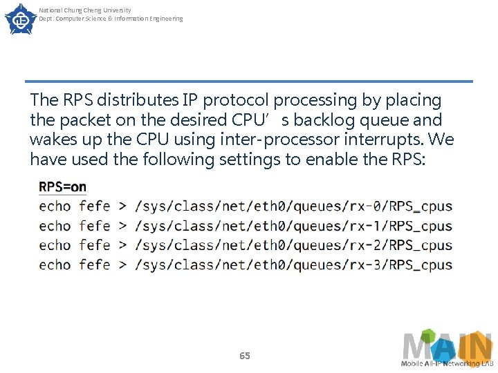 National Chung Cheng University Dept. Computer Science & Information Engineering The RPS distributes IP