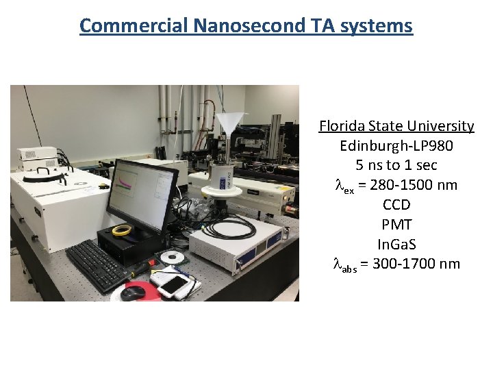 Commercial Nanosecond TA systems Florida State University Edinburgh-LP 980 5 ns to 1 sec