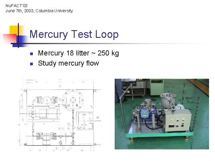 Nu. FACT’ 03 June 7 th, 2003, Columbia University Mercury Test Loop n n