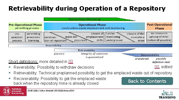 Retrievability during Operation of a Repository Short definitions: more detailed in [5] [6], edited