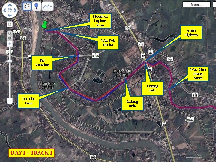 Mouth of Lopburi River Asian Highway Wat Tuk Racha Rd Crossing Wat Phra Prang