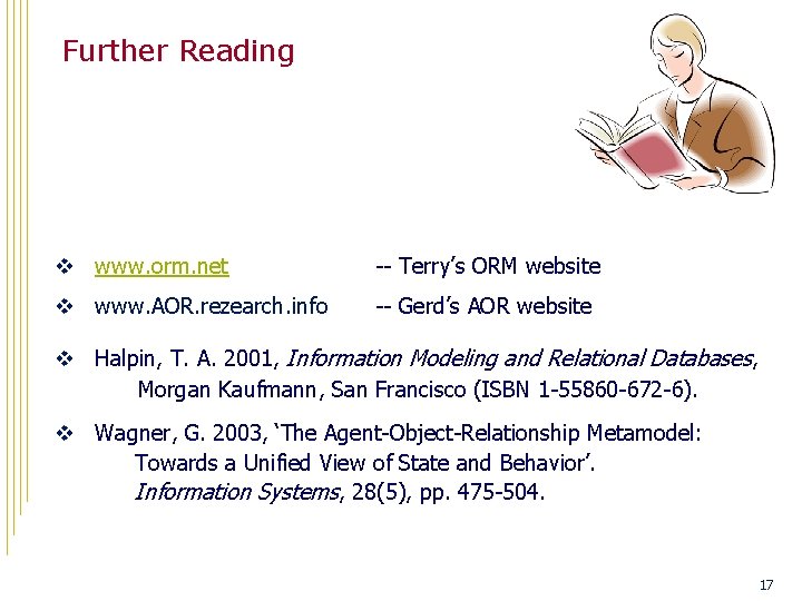 Further Reading v www. orm. net -- Terry’s ORM website v www. AOR. rezearch.