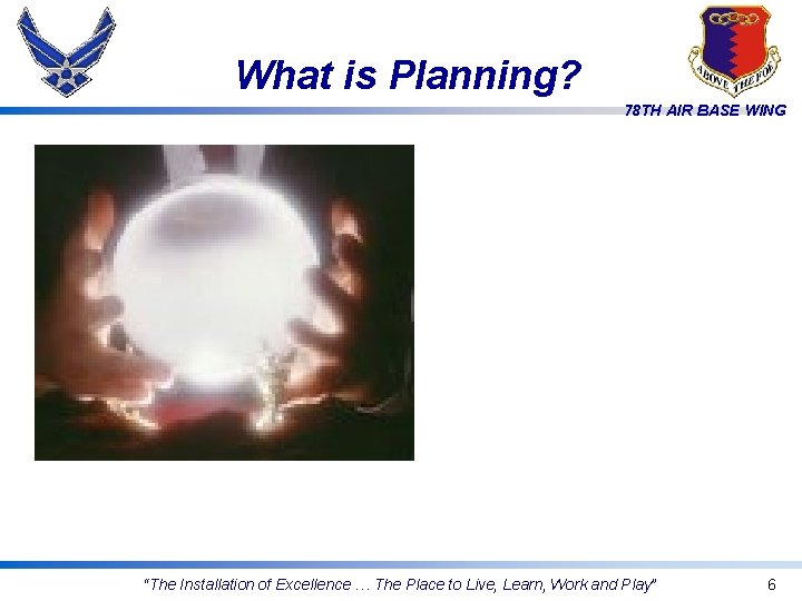 What is Planning? 78 TH AIR BASE WING “The Installation of Excellence … The